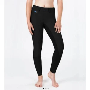 NWT Girl's Irideon Cadence Full Seat Black Ribbed Suede Riding Pants Breeches - Picture 1 of 14