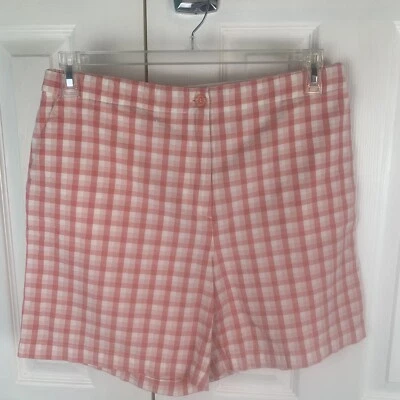 Pantalones Cortos Christopher & Banks Para Mujer Talla 12 Rosa A Cuadros Retro Informales 7” Entrepierna Usados en Excelente Condición Foto 1 de 4