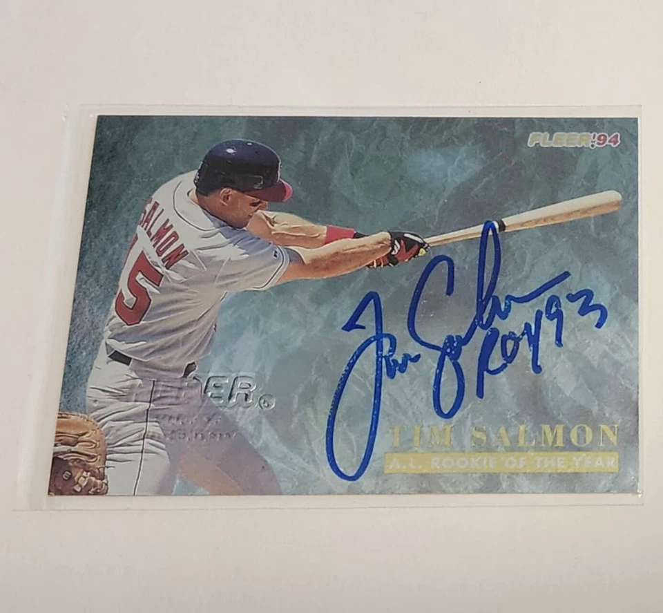 1994 Fleer Tim Salmon Rookie autograph stamped ROY93 - Image 1 of 1
