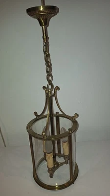 Petite lanterne en Bronze Laiton doré à trois lumières - Photo 1/4