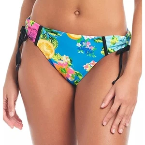 Bar III Women Tropical-Print Shirred-Side Hipster Swim Bikini Bottoms Size L - Picture 1 of 2