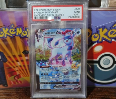 Glaceon VMAX Alt Art 209/203 PSA 9 MC Miscut Error Evolving Skies Pokemon Card - Image 1 of 4