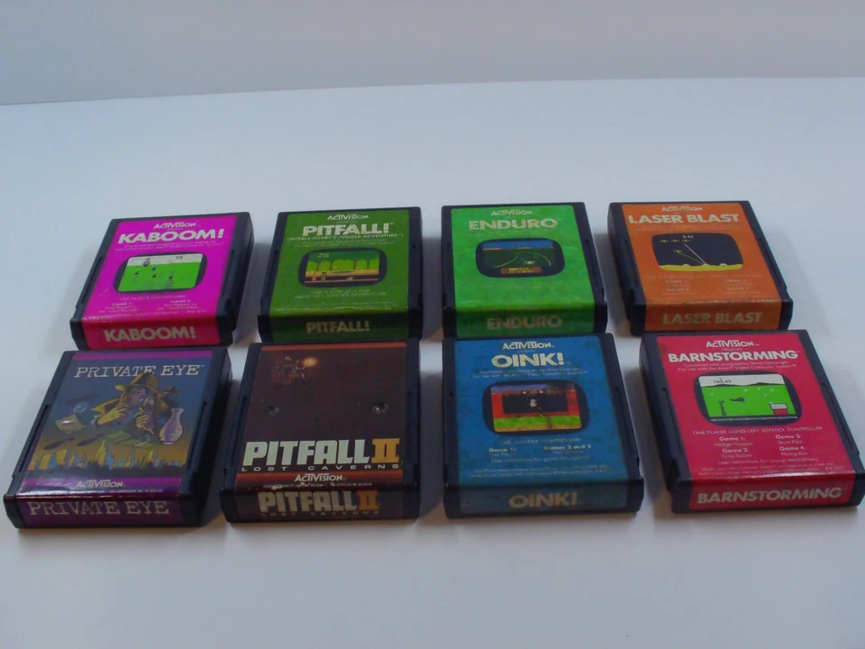 Lote de 8 carros Atari 2600 Activision Private Eye Pitfall II 2 Oink PROBADOS solamente Foto 1 de 4