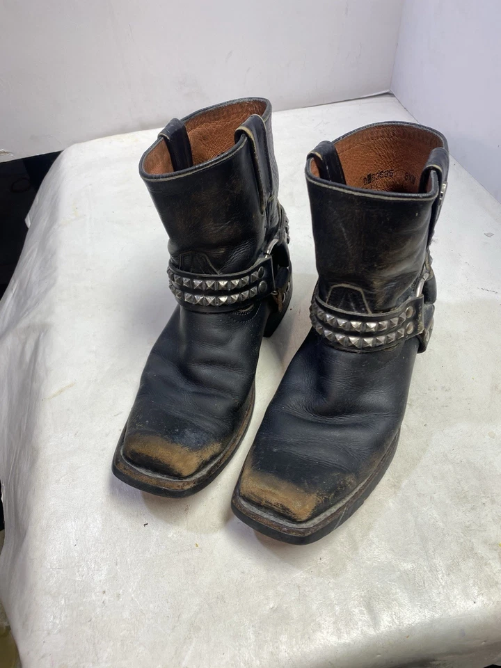 Harley-Davidson Katerina Black Distressed Leather Boots 8.5 Womens D83695 423611 - Image 1 of 4