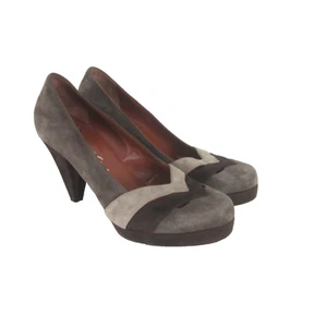 Ernesto Esposito Womens 6.5 Taupe Gray Brown Suede Leather Platform Heels Pumps - Picture 1 of 13