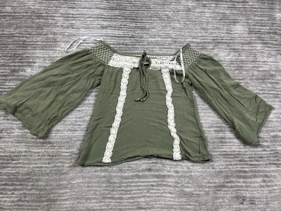 Top Papaya Mujer Pequeño Verde Manga 3/4 Crochet Algodón Rayón Foto 1 de 4