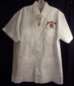 Jim Beam Shirt Medium White Short Sleeve Poly/Cotton New With Tags - Picture 1 of 2