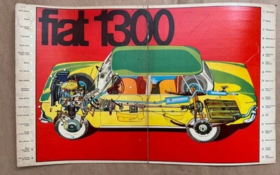 FIAT 1300 - Tavola originale cartonata didattica - ' 60 - - Immagine 1 di 2