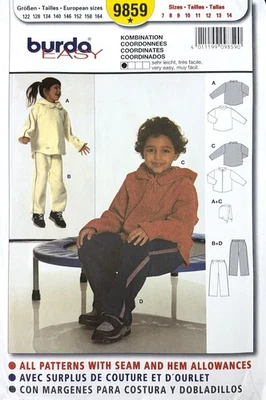 Burda EASY Pattern 9859 Childs & Teens Top Pants Hood & Jacket Sizes 7 - 14 NEW - Image 1 of 2