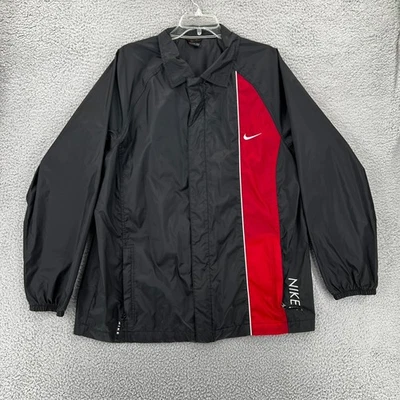 Vintage Y2k NIKE Jacket Windbreaker Nylon Full Zip SWOOSH Black & Red Men Medium - Image 1 of 4