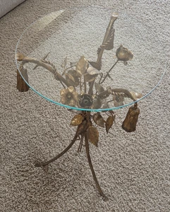 Hollywood Reg. Hans Kogl Tole Gilded Floral Rose End Side Table Base Only Italy - Picture 1 of 9