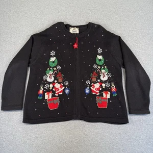 Maglione natalizio Tiara International 2002 donna XL full zip manica lunga - Foto 1 di 11