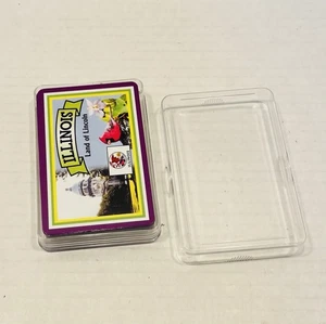 Illinois Land Of Lincoln Deck Of Playing Cards With Clear Plastic Case - Picture 1 of 12