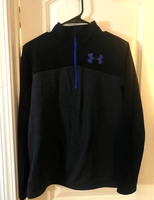 Толстовка для мальчика Under Armour 1/2 черная серая и синяя отделка размер молодежный XL - Изображение 1 из 3