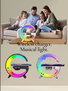 VIKEFON Intelligent LED Table Lamp 5in1 Wireless Charger, Bluetooth Speaker. - Picture 1 of 8