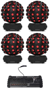 (4) Chauvet DJ Rotosphere HP LED Rotating Mirror Ball Simulators+DMX Controller - Picture 1 of 12
