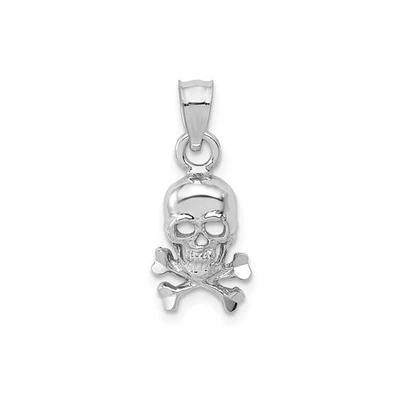 Collar gótico pirata motociclista colgante calavera huesos cruzados oro blanco 14k unisex vanguardista Foto 1 de 4