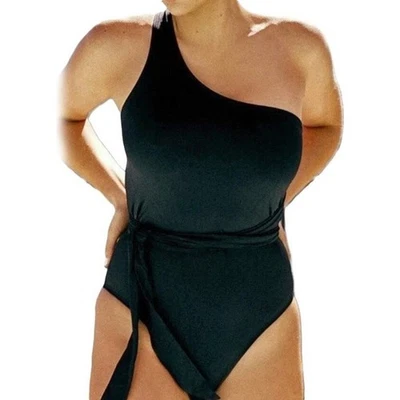 WE ARE HAH Bathing Suit 1 4 Ur Soul One Shoulder Swimsuit Black Size XS #2037S - Image 1 of 4