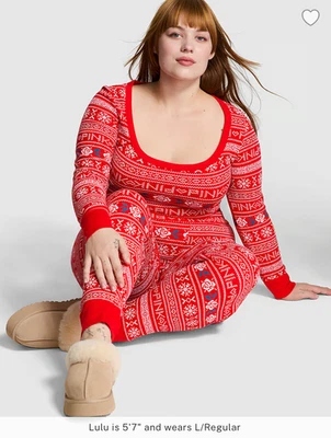 Victoria Secret ROSA Conjunto de Pijama Largo Térmico ROJO Estampado Bermillion - PEQUEÑO Foto 1 de 3