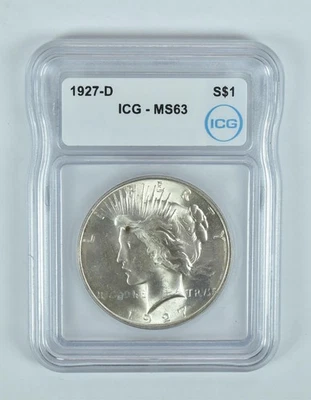 1927-D Peace Silver Dollar MS63 ICG - Image 1 of 4