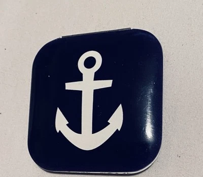 Nautical Compact Mirror Blue Square White Anchor - Image 1 of 4