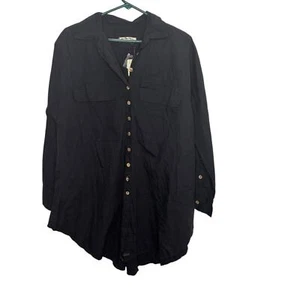 NWT We The Free FP Poppy Shirt Dress Long Sleeve Black Sz XS cotton oversized - Picture 1 of 5