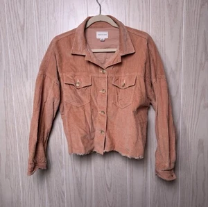 American Eagle Women’s Cropped Distressed Hem Corduroy Jacket in Rust Size M - Picture 1 of 10