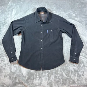 Vintage Chevignon Paris Shirt Mens M Black Button Up Faux Suede - Picture 1 of 10