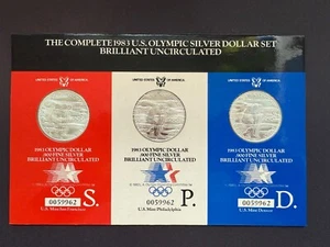 1993 PDS USA OLYMPIC 3 Silver Dollar Set UNC **RARE** Discus Thrower - Picture 1 of 2