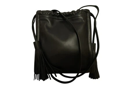 HOBO Crossbody Shoulder Bag Fringe Tassels Black Leather Darling $258.00 NWT - Image 1 of 4