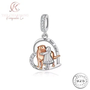 Charm cane il mio migliore amico vero argento sterling 925 e oro rosa - regalo ricordo - Foto 1 di 5