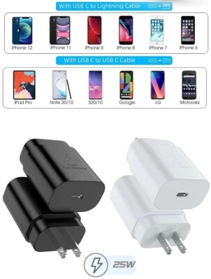 Type USB-C Super Fast Wall Charger For Samsung Galaxy Note 20 S21 Ultra iPhone12 - Image 1 of 4