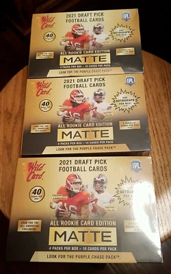 3 boxes 2021 Wild Card Matte Mega Boxes 1 Wild Card Auto Per Gold Box - Image 1 of 4