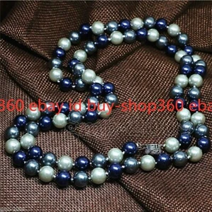 Collana di perle tonde conchiglia multicolore moda 8 mm 18/24/28/36/48" - Foto 1 di 17