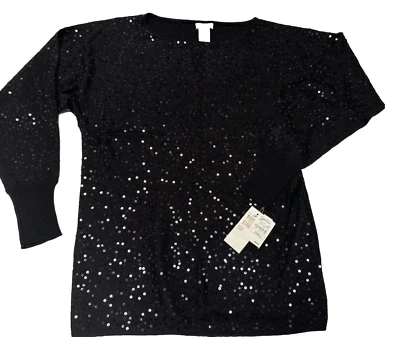 NUEVO CON ETIQUETAS NEIMAN MARCUS Suéter Adornado Lentejuelas Talla S Foto 1 de 3