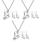 Ice Skate Necklace & Earrings Set for Women & Girls - Silver Skate Charm Jewelry