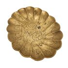 Vintage Brass Engraved Floral Motif Scalloped Petal Edge Dish Bowl Made In India