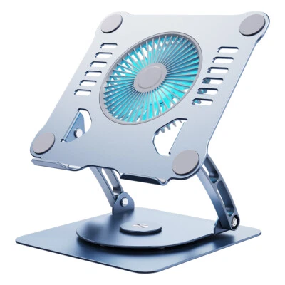 Laptop Stand Fold Adjustable Cooling Fan Desktop Holder For iPad Tablet Macbook - Image 1 of 4