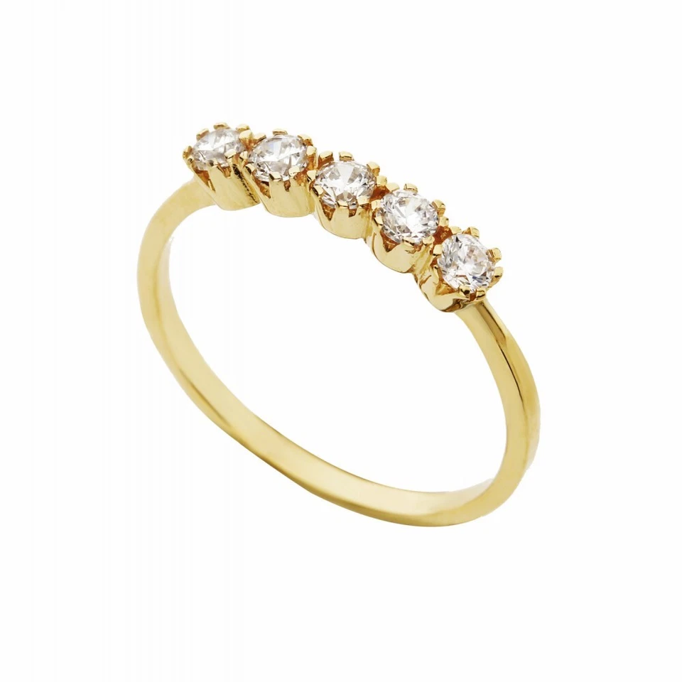Anneau Veretta en or Jaune 18 Carat avec Zircon Blanc de Femme - Photo 1/1