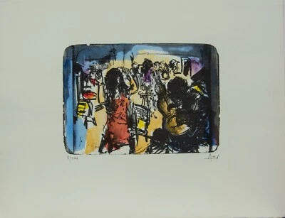 Werner Lichtner-Aix /Lithographie/ handsigniert/ 100 Exemplare / Tanzlokal ??! - Bild 1 von 2