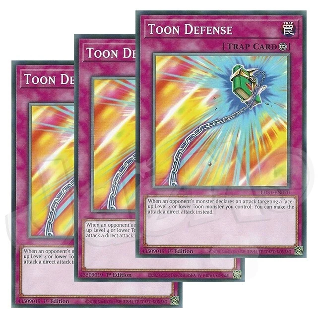 Yugioh - Toon Defense x 3 - 1st Edition NM - Plus Free Holographic Card - Image 1 of 1