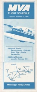 MVA Mississippi Valley Airlines timetable 1982/12/15 - Picture 1 of 2