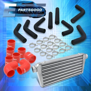 3" Aluminum Intercooler 90/120/135° Degree Piping Kit Black + Clamp Couplers Red - Picture 1 of 6
