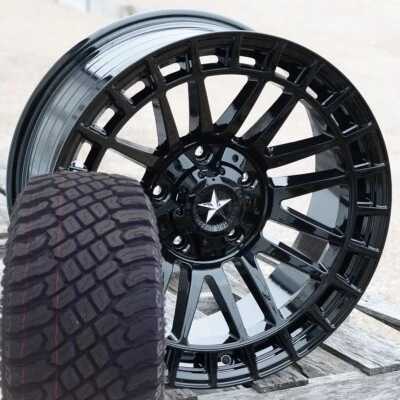 20" Black Lonestar Frontier Wheels & Tires 20x9 5x139.7 5x150 Atturo XT 33x12.50 - Image 1 of 4