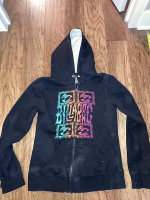 Billabong Hoodie Full Zip Sweatshirt Size Large Women's Black Pullover VTG Y2K - Image 1 of 4