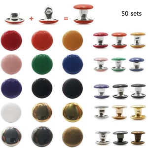50 sets Metal Rivets Studs 15 Color Mushroom Round Dome Cap Rivet for Craft Belt - Picture 1 of 37