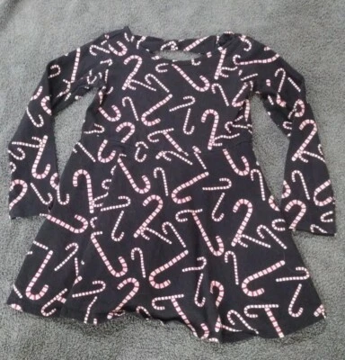  Vestido de algodón de vacaciones con estampado de bastón de caramelo de Navidad para niños 2T Foto 1 de 4