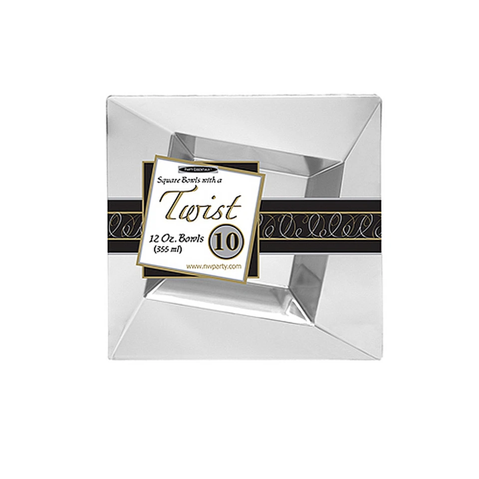 1 Party Essentials 12 Oz. Twist Square Bowls-Clear 10 Ct. - Image 1 of 1