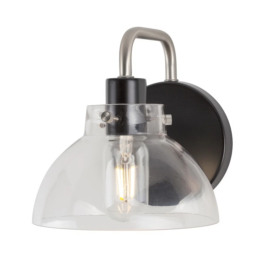 Forte Lighting Della 1 Light Wall Sconce, Black/Nickel/Clear - 5734-01-40 - Image 1 of 1