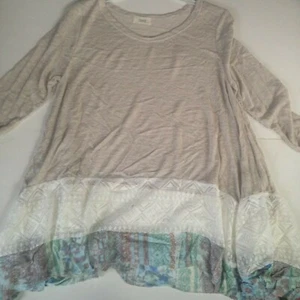 NEW! Oddi Thin Sweater Top Women's Size Small Medium or Large Lace Sharkbite Hem - Picture 1 of 12